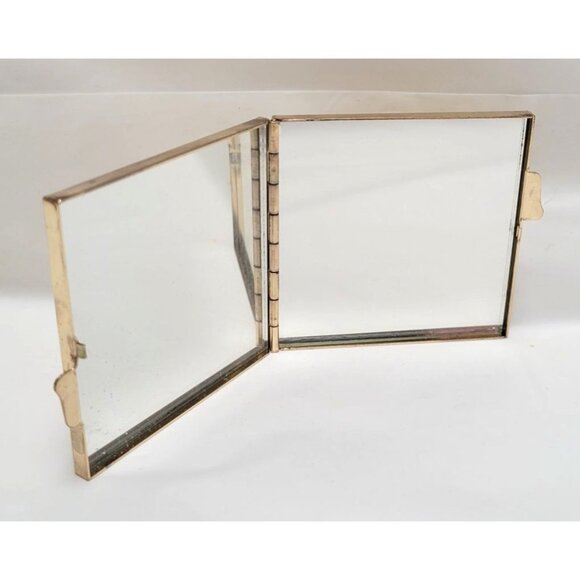 Vintage 1970s Brunswick Bowling 500 Series Gold Tone Metal Compact Mirror-Lot A - Picture 3 of 8